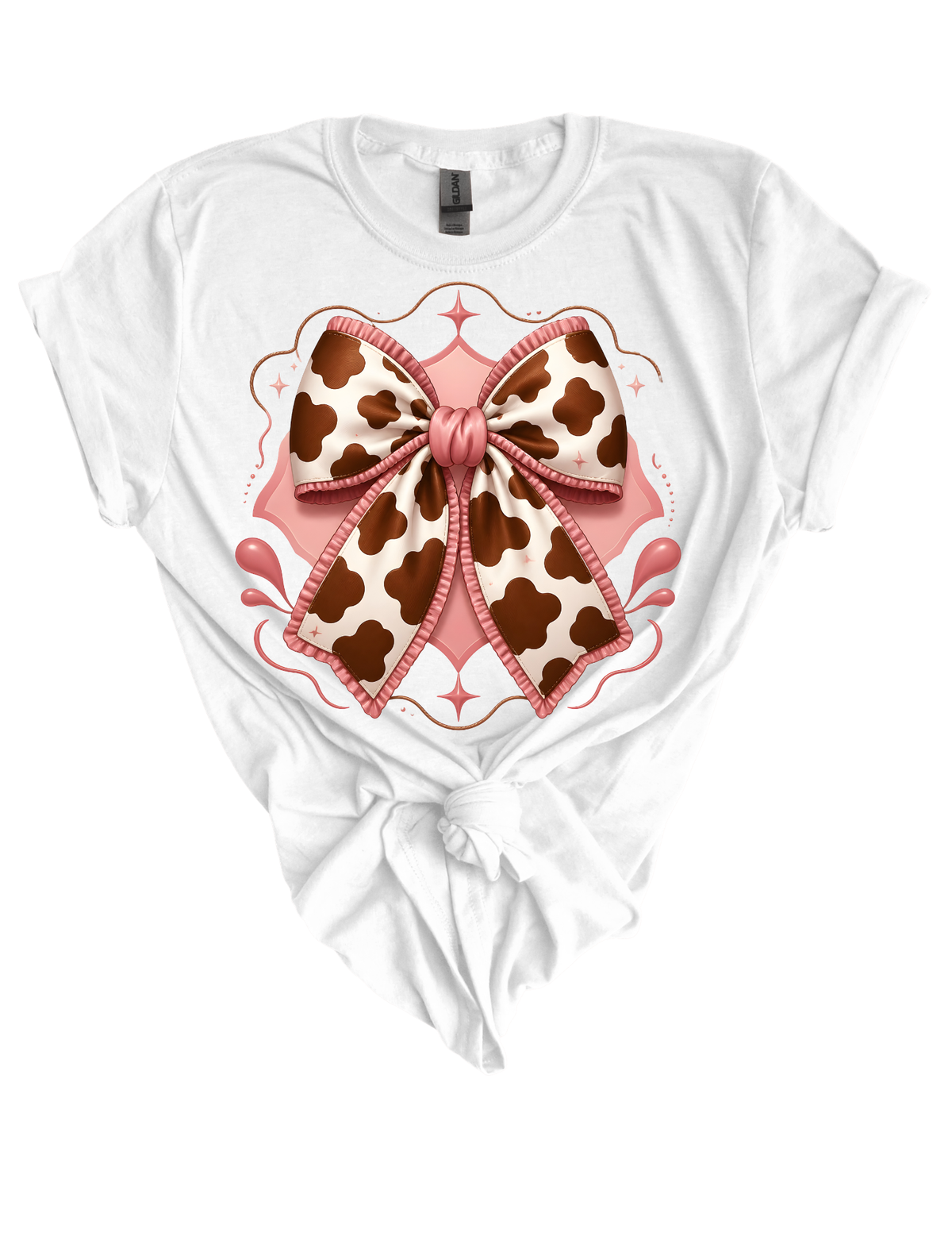 Brown Cow Printed Bow HTV Transfer