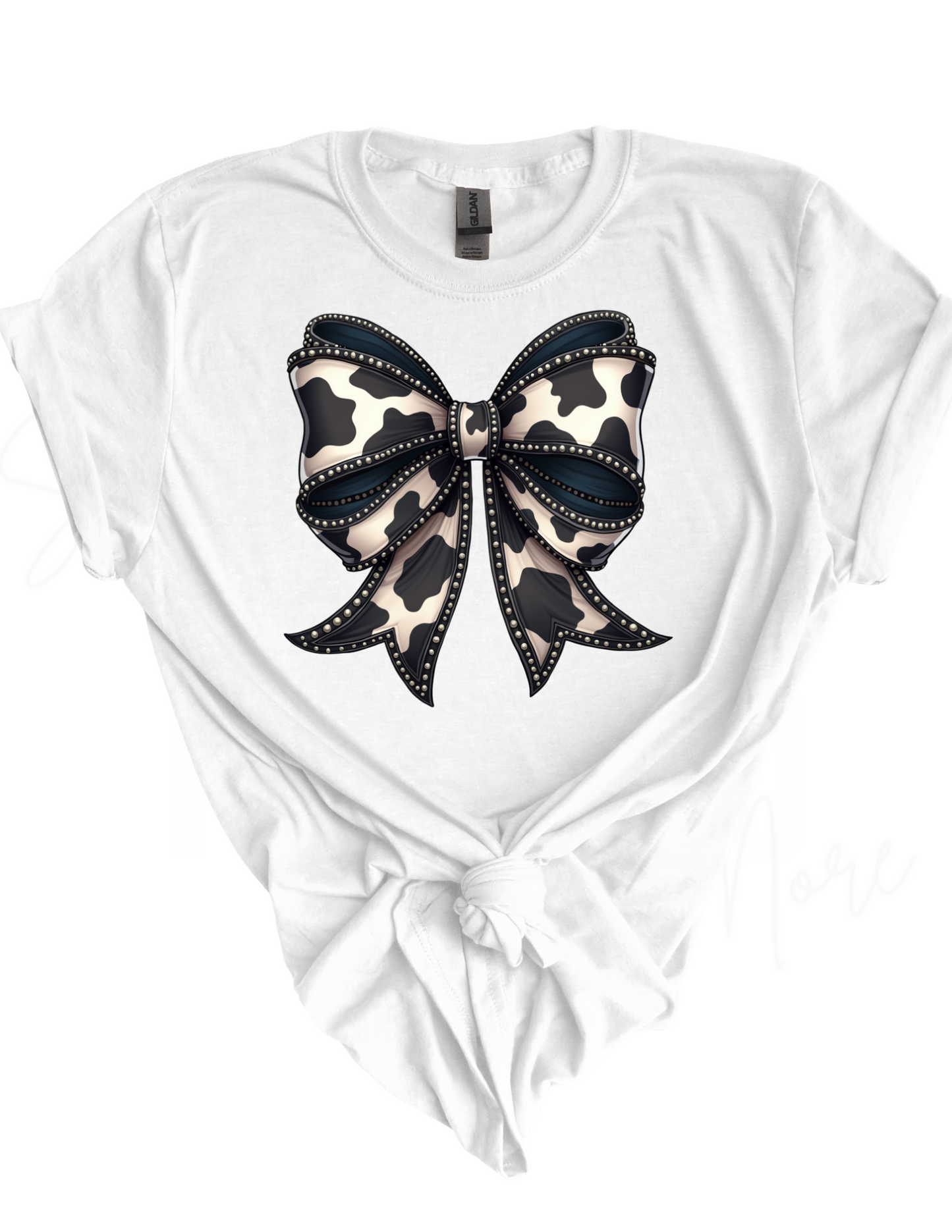 Coquette Black Cow Print Bow HTV Transfer