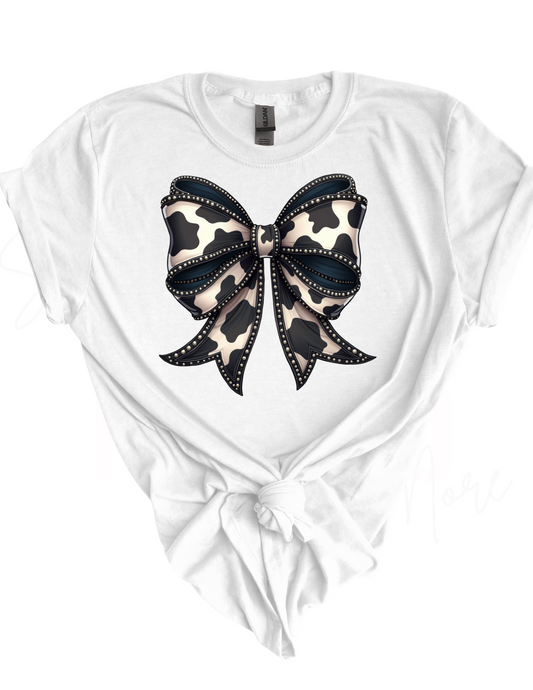 Coquette Black Cow Print Bow HTV Transfer