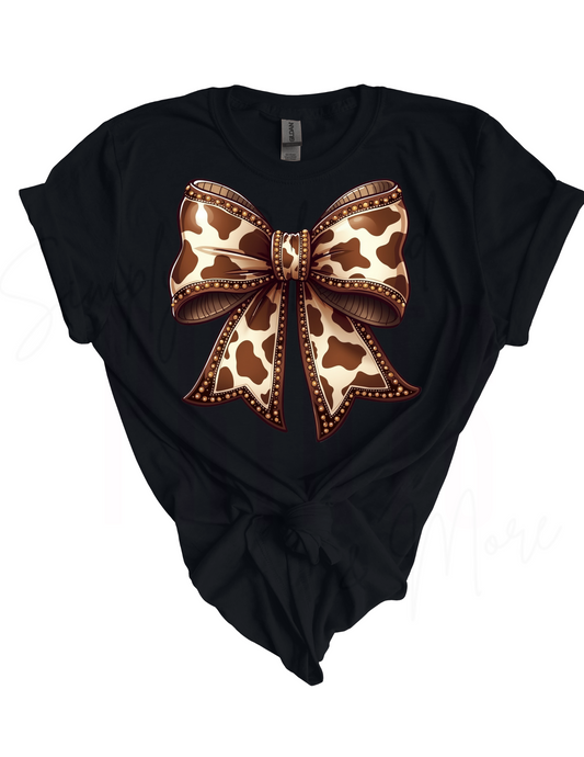 Coquette Brown Cow Print Bow HTV Transfer