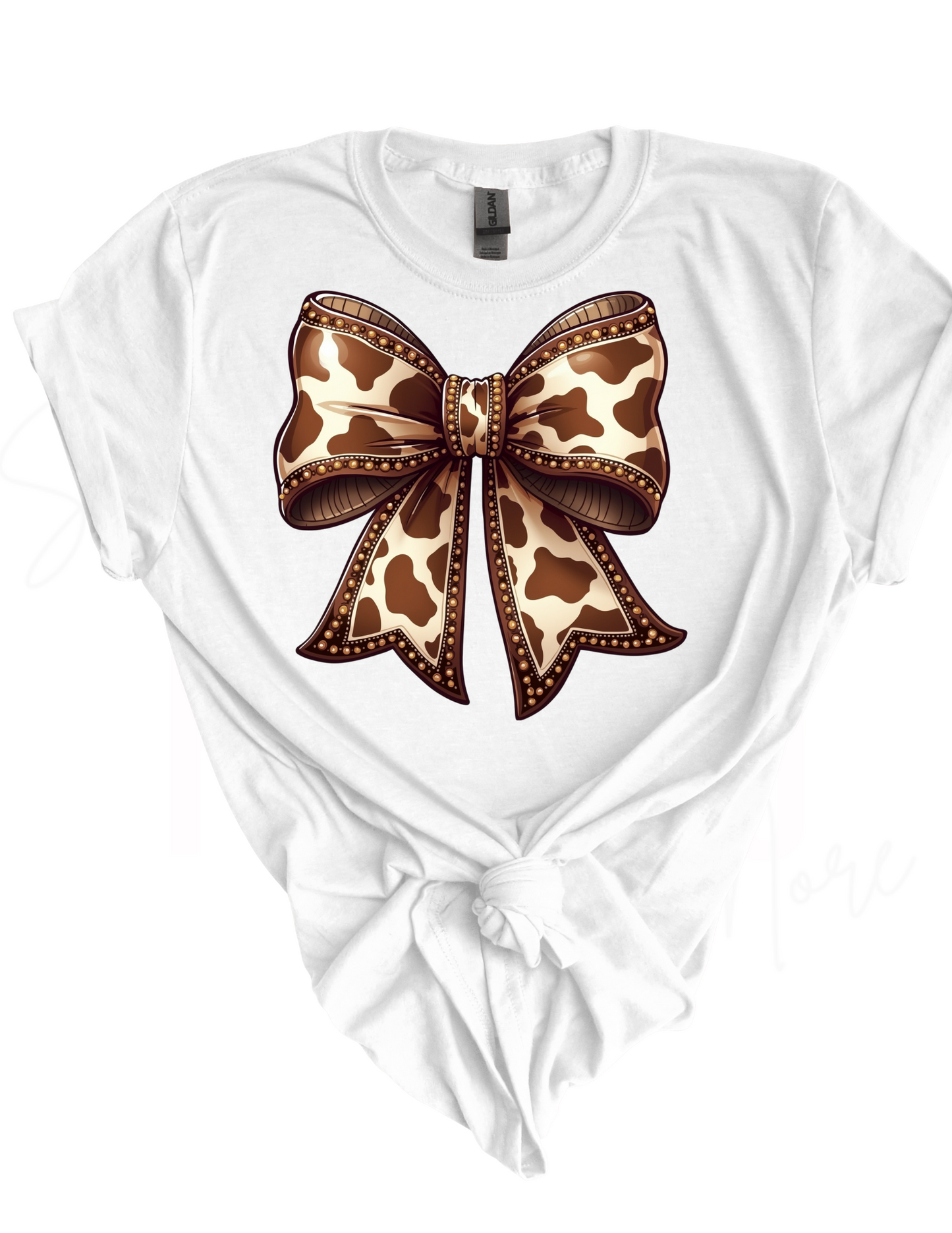Coquette Brown Cow Print Bow HTV Transfer
